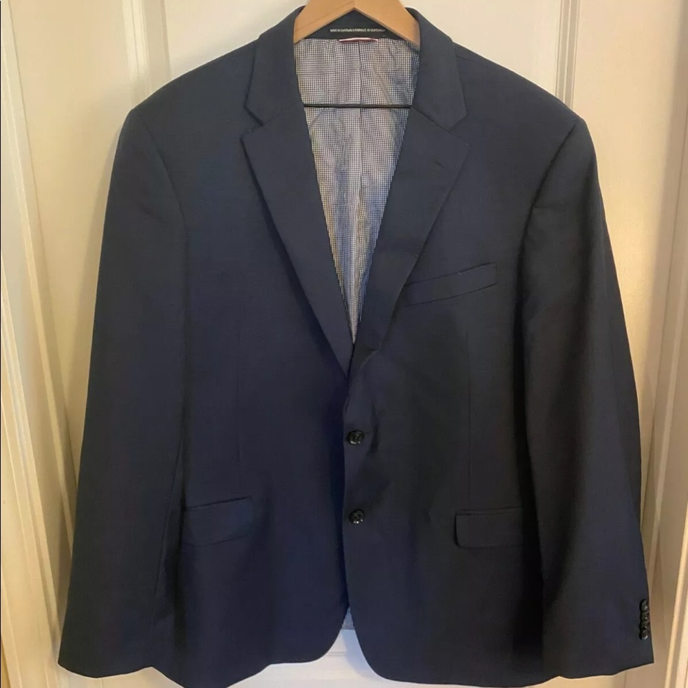Tommy Hilfiger Navy Wool Blend Suit Jacket 46R